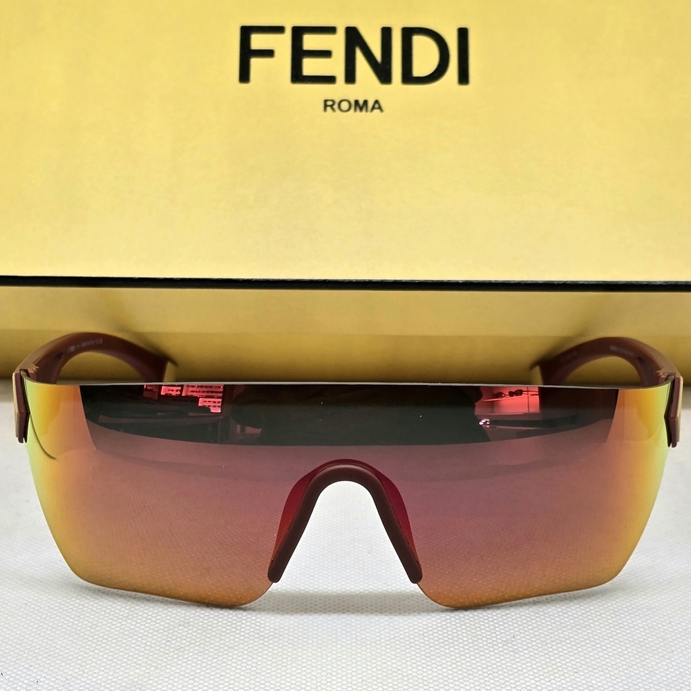 Fendi UNISEX  SHIELD  Sunglasses with Red and Gold Gradient